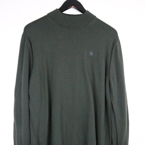 G-star Premium Core Mock Knit Dark Green Sweater Size XL - Picture 2 of 7